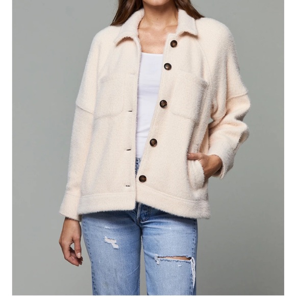 Anthropologie GREYLIN Jacket Shacket Oversized Button Down Off-White - Picture 4 of 14